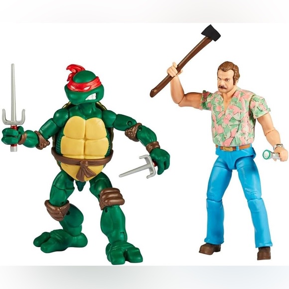 NWT Teenage Mutant Ninja Turtles Stranger Things Raphael & Hopper Action Figures - Picture 12 of 16